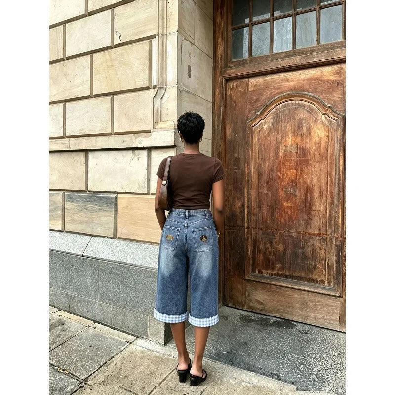 Women's Vintage Wide-Leg Jeans – High Waist, Straight Leg, Y2K Streetwear