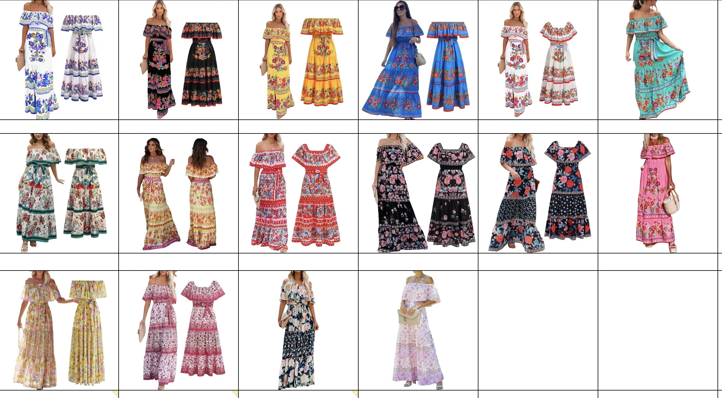 Ethnic Mexican Cinco De Mayo Summer Floral Print Off Shoulder Dress LADYLYS