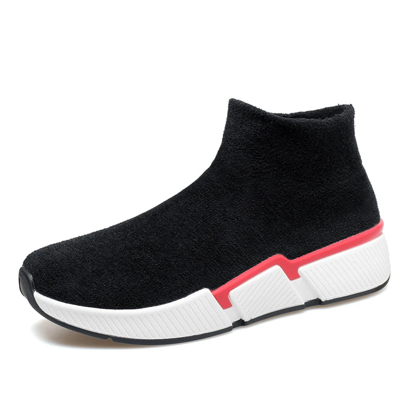 Men's High-Top Winter Sneakers – Warm Plush-Lined Slip-On Casual Shoes in Plus Sizes