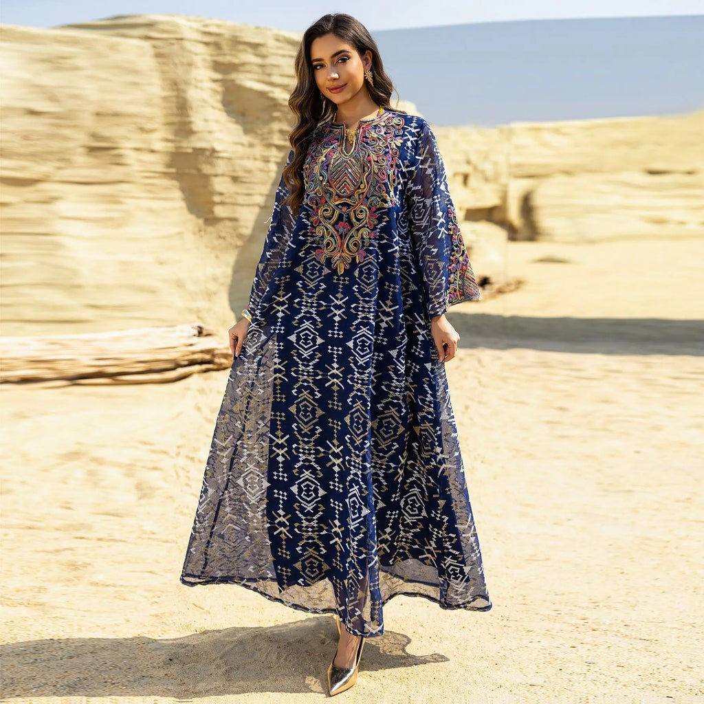 Abaya Handmade Embroidered Tulle Flowing Elegant Modest Stylish Traditional LADYLYS