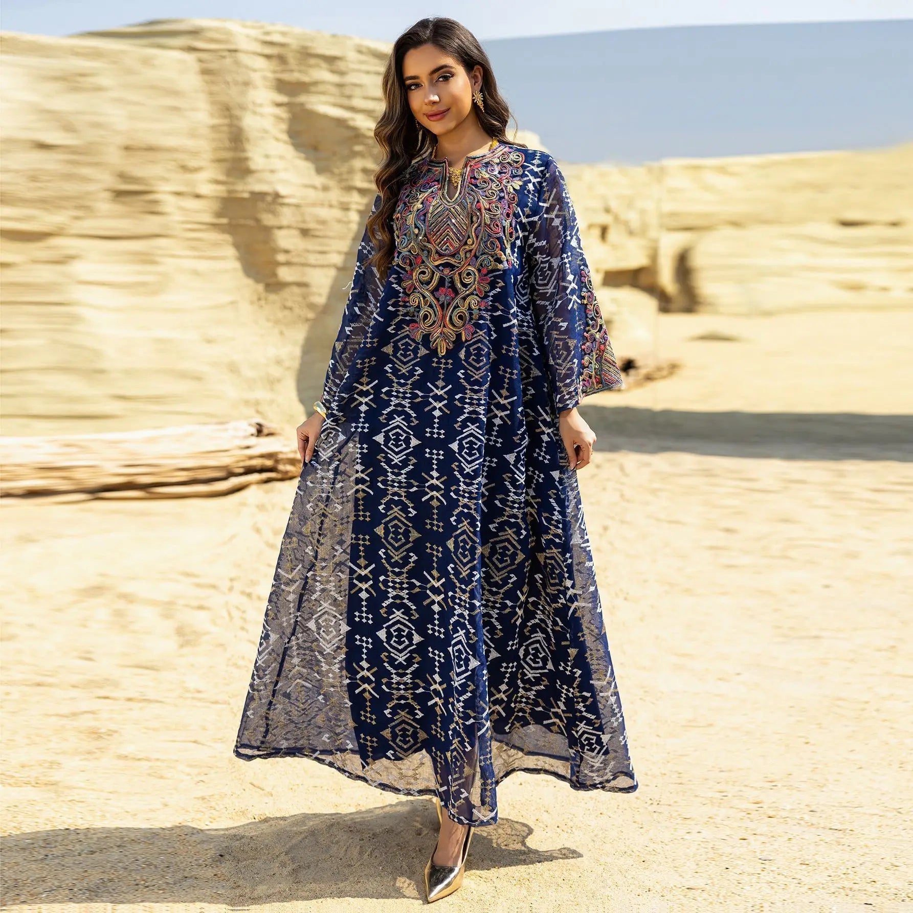 Abaya Handmade Embroidered Tulle Flowing Elegant Modest Stylish Traditional LADYLYS