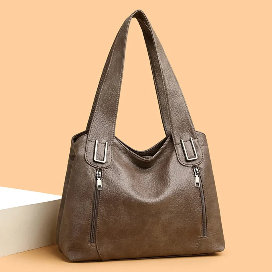 Women's Soft PU Tote Bag with Shoulder Strap