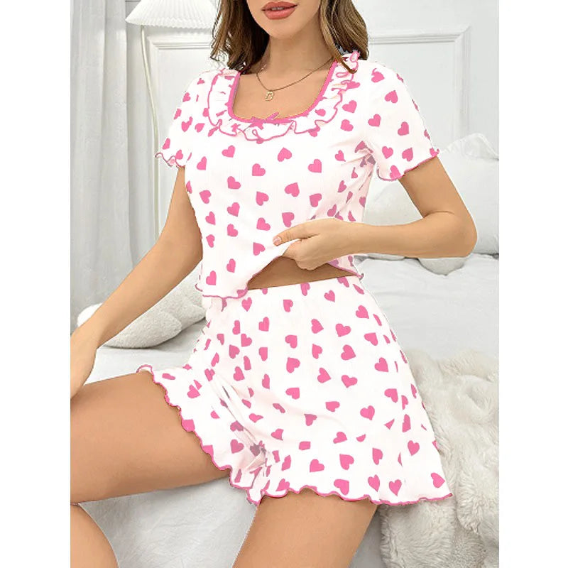 Women's pajamas with love print set summer LADYLYS