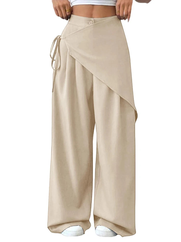 Women's Asymmetrical High-Waist Wide-Leg Pants