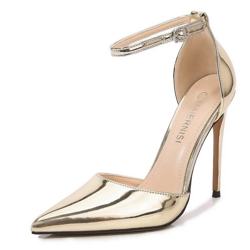 Women's Patent-Finish Buckle-Strap Stiletto Sandals