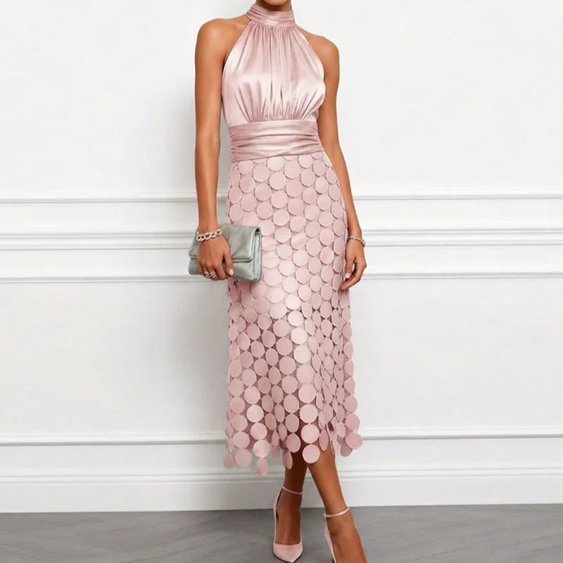 Sleeveless  Elegant Dress, Women Sumemr Solid Patchwork LADYLYS