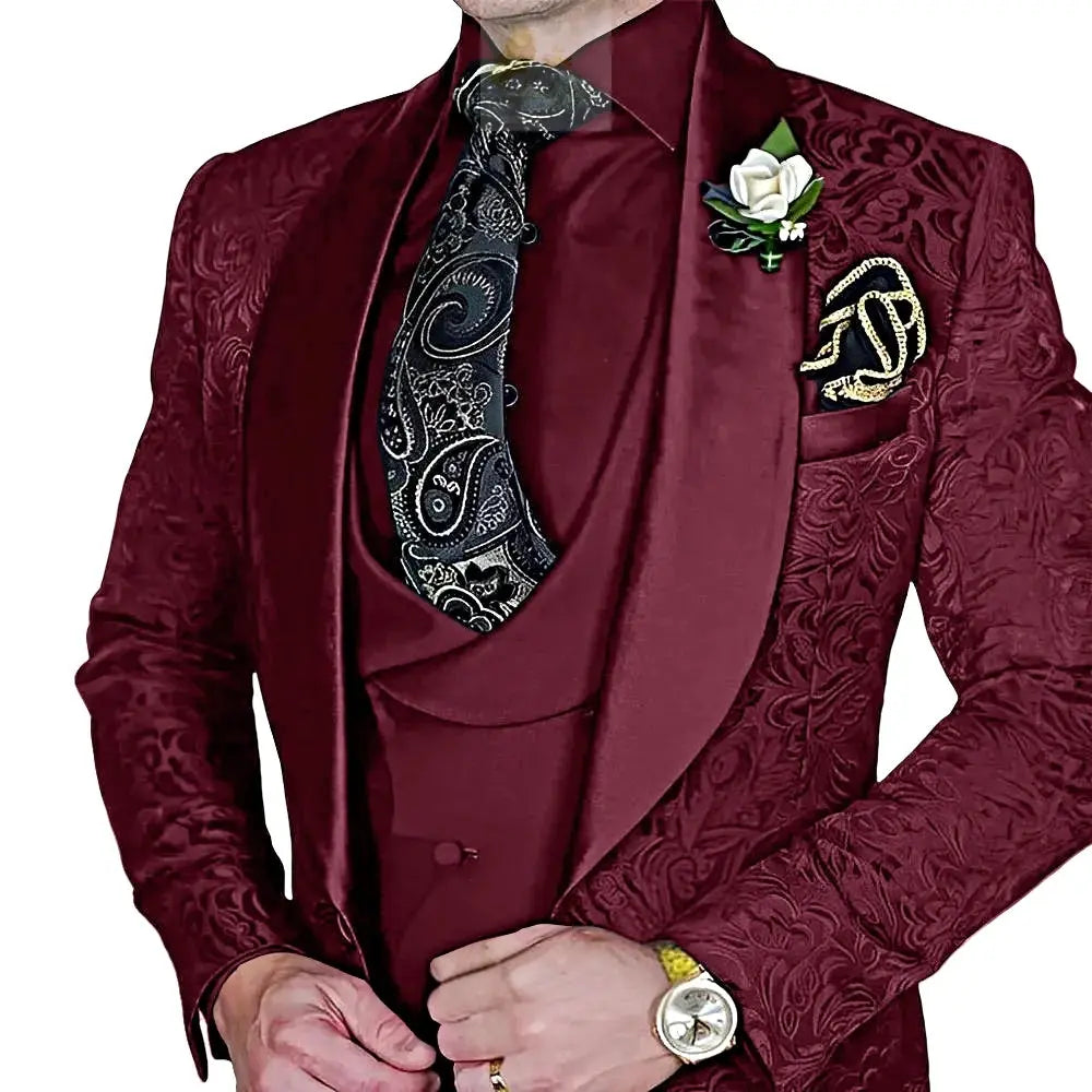 Elegant, high-quality 3-piece Jacquard suit set for men LADYLYS