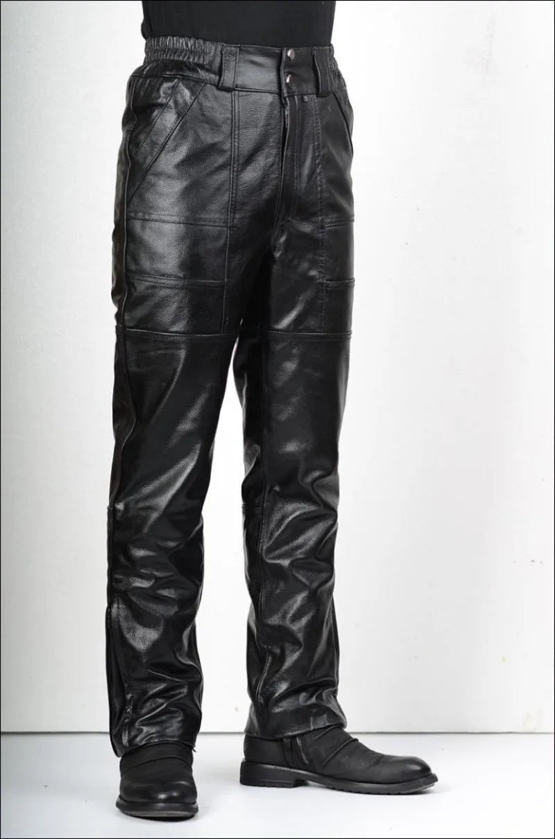 Men's Genuine Leather Biker Pants
