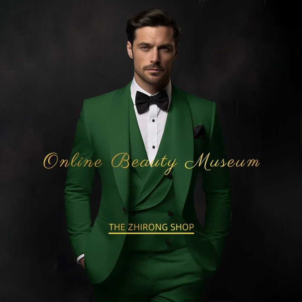 Elegant Ivory Tuxedo Suit for Men 3 piece set Jacket Vest Pants LADYLYS