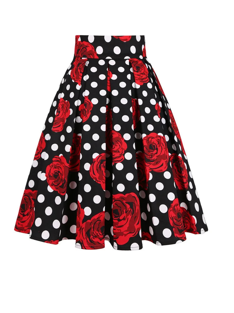 Summer French Style Women Short Vintage Pleated High Waist Floral Print Skirts LADYLYS