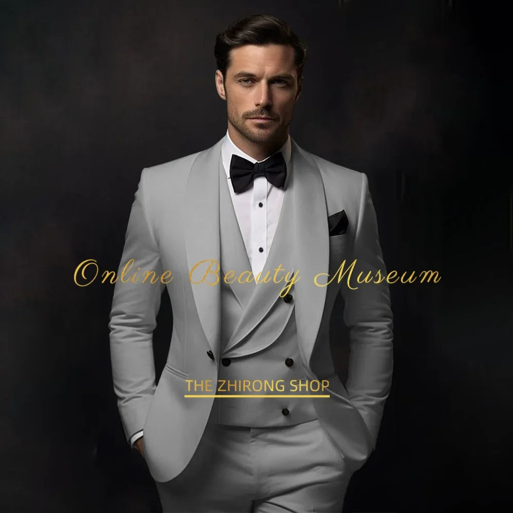 Elegant Ivory Tuxedo Suit for Men 3 piece set Jacket Vest Pants LADYLYS