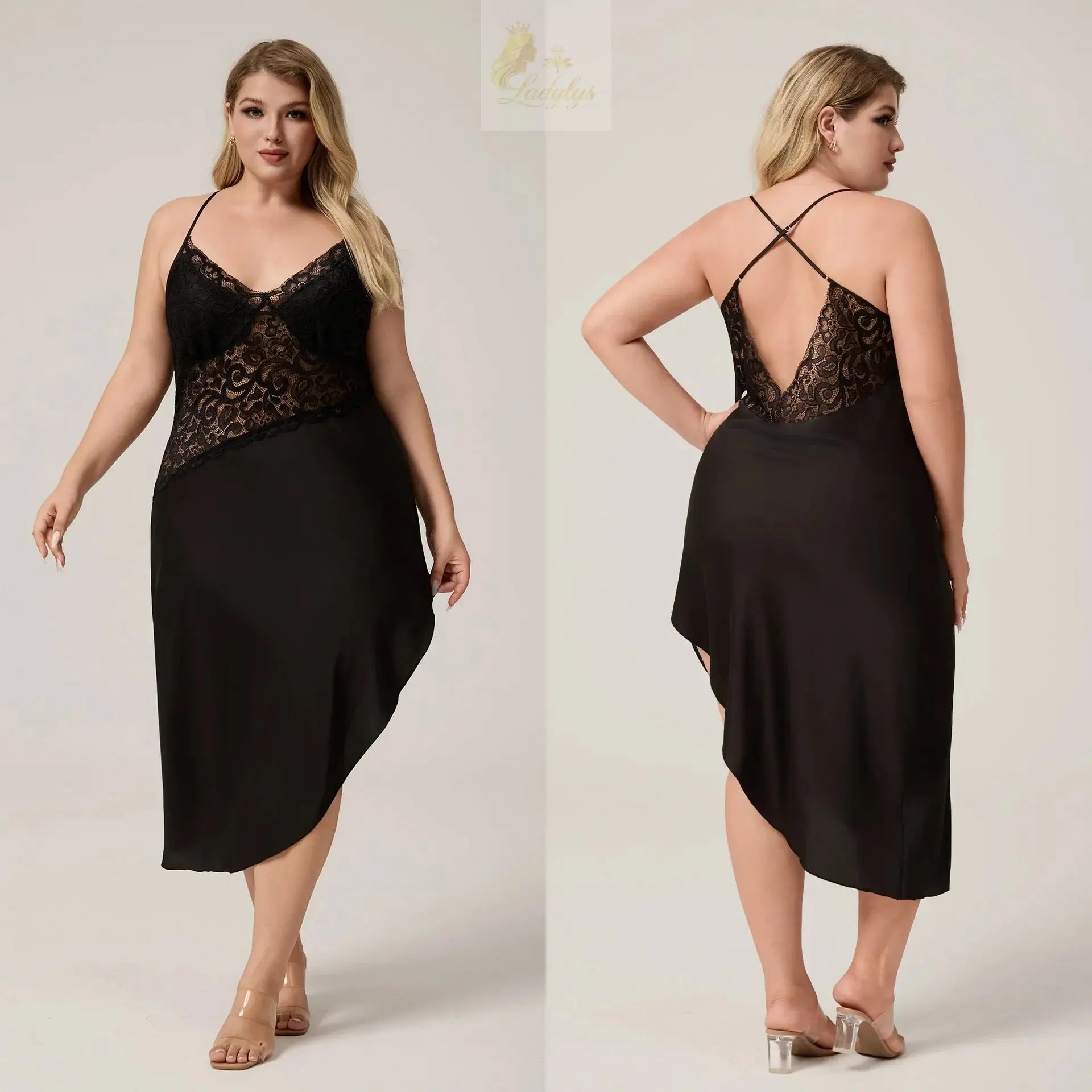 Oversize 3XL 4XL 5XL Female Long Nightgown Sleepwear Sexy LADYLYS
