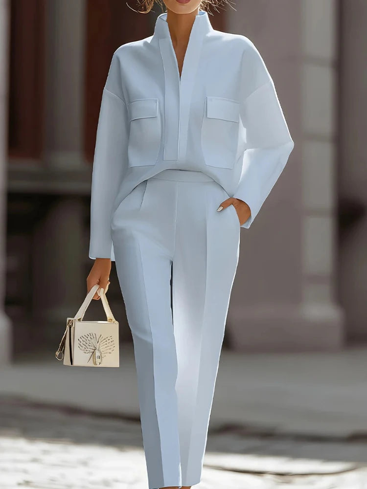 Elegant Versatile Long Sleeve Lapel Pocket Casual Suit Blazer Women LADYLYS
