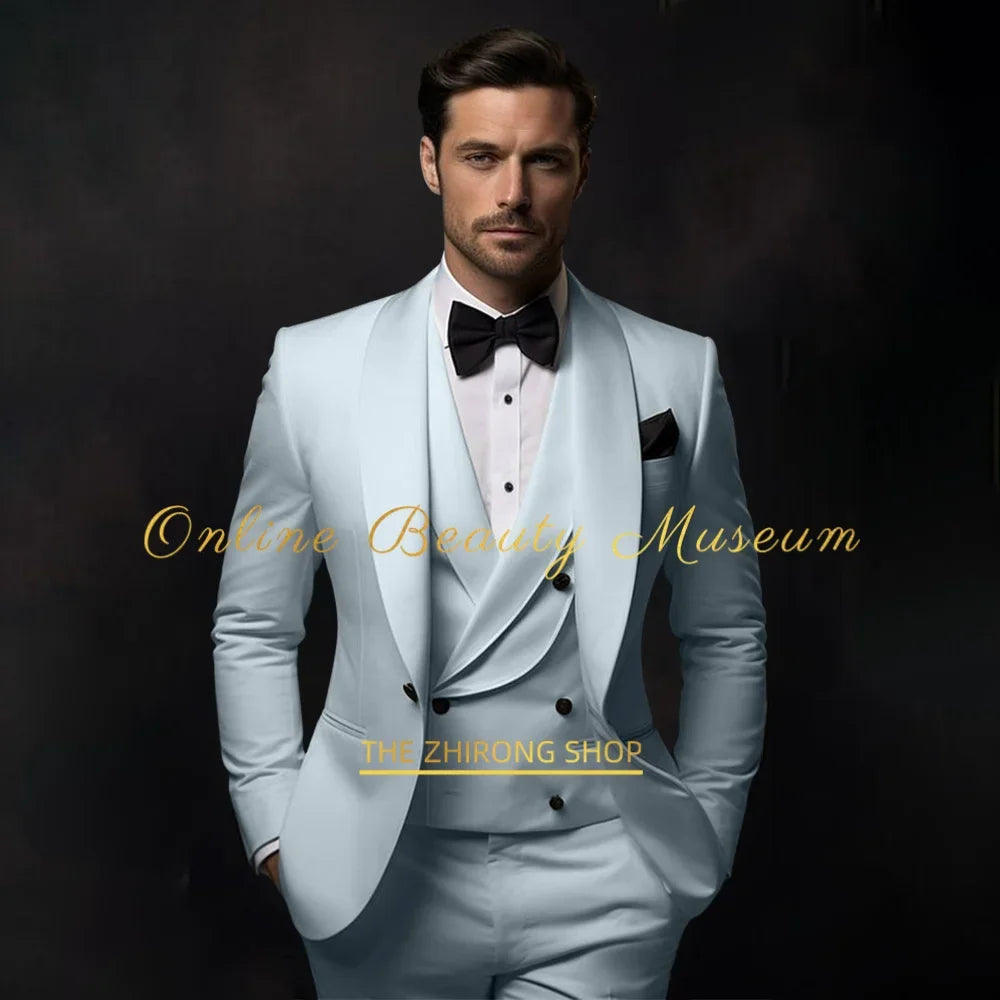 Elegant Ivory Tuxedo Suit for Men 3 piece set Jacket Vest Pants LADYLYS