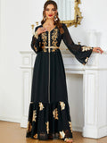 Robe longue brodée en mousseline de soie pour femme musulmane, style Ramadan Matutina-Chic