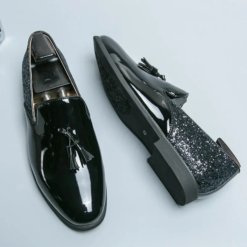 Men's Pointed-Toe Patent Loafers