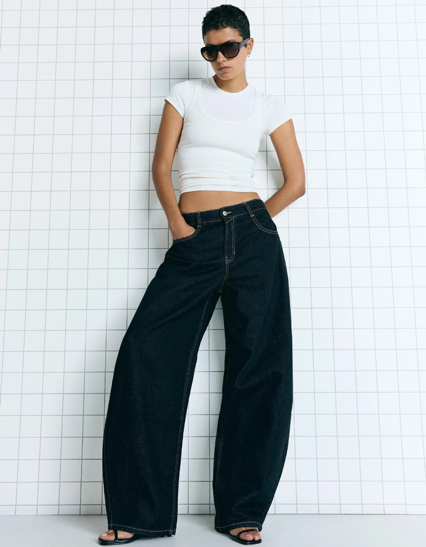 High Waist Wide Leg Denim Jeans Loose Retro Washed Knife Edge Denim Pants Artistic Vintage LADYLYS