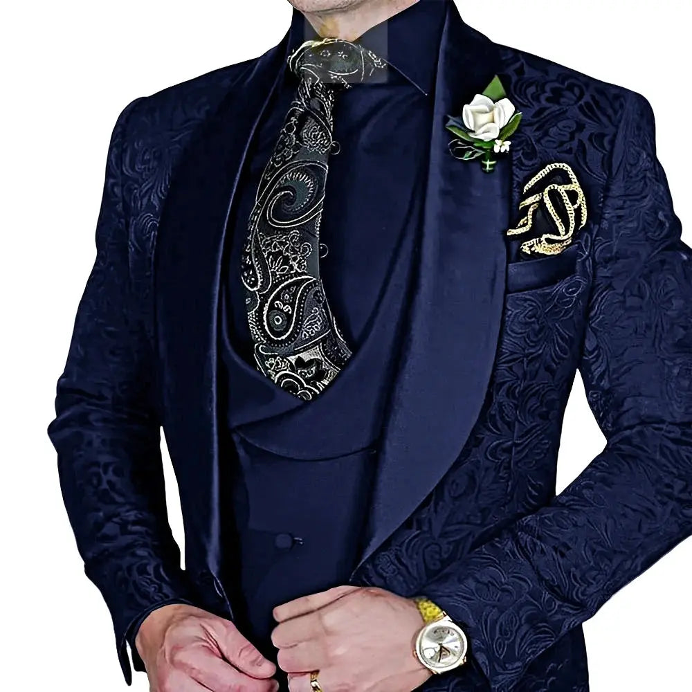 Elegant, high-quality 3-piece Jacquard suit set for men LADYLYS