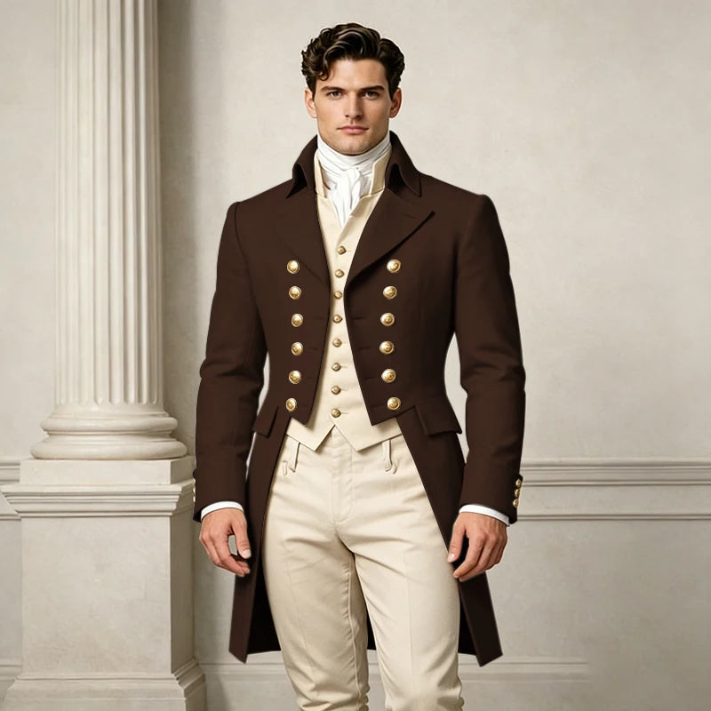 Men's Slim-Fit Double-Breasted Three-Piece Suit