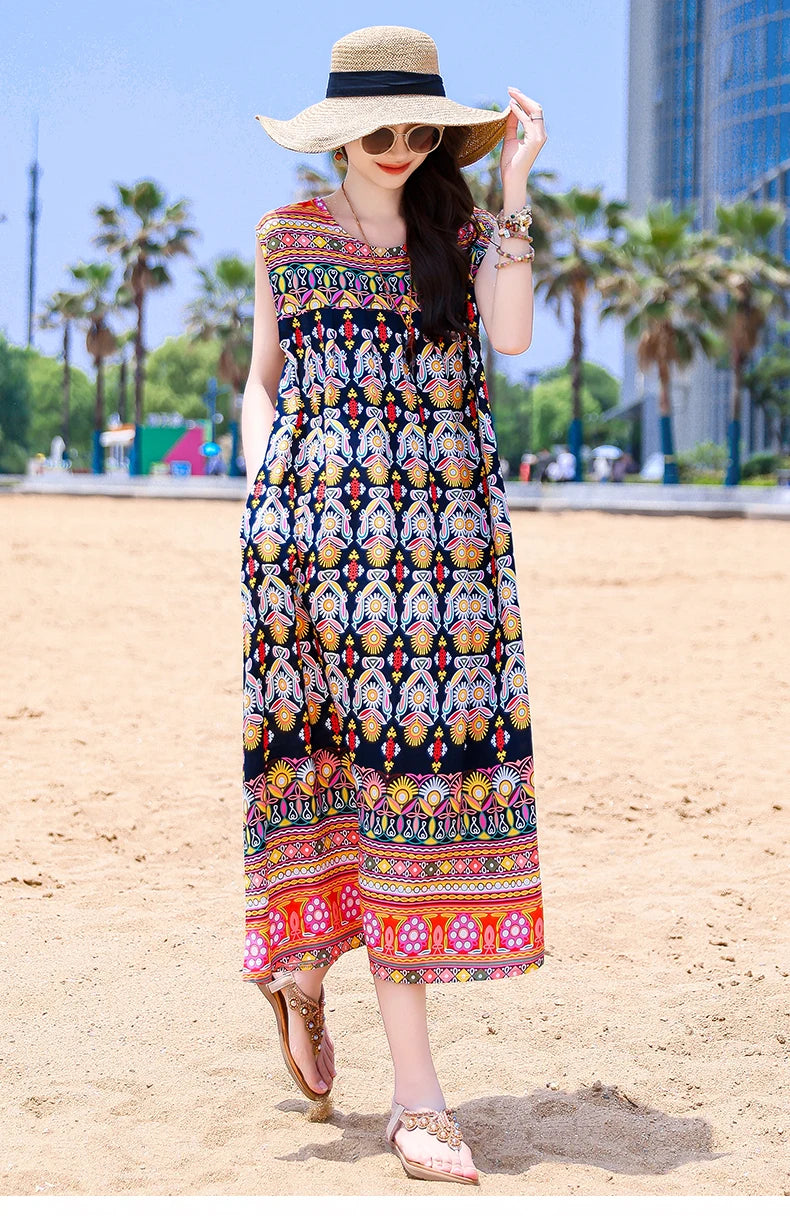 Casual Female Elegant  Print Knee-length 0-neck Floral Dress LADYLYS