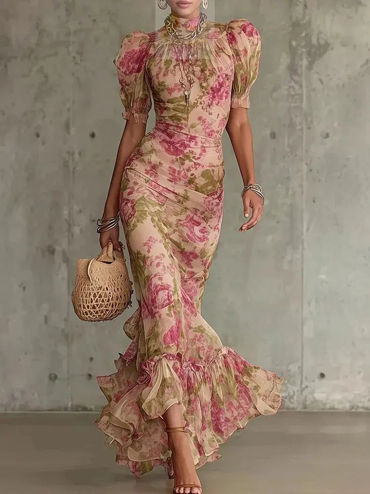 Maxi Dresses Elegant Fashion Sexy Bodycon Floral Long LADYLYS