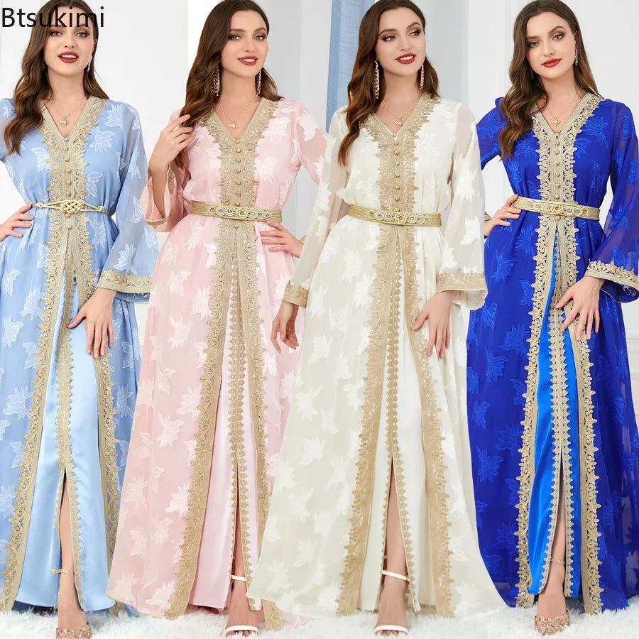 Ensemble 2 pièces pour femme musulmane, broderie, kimono arabe Matutina-Chic