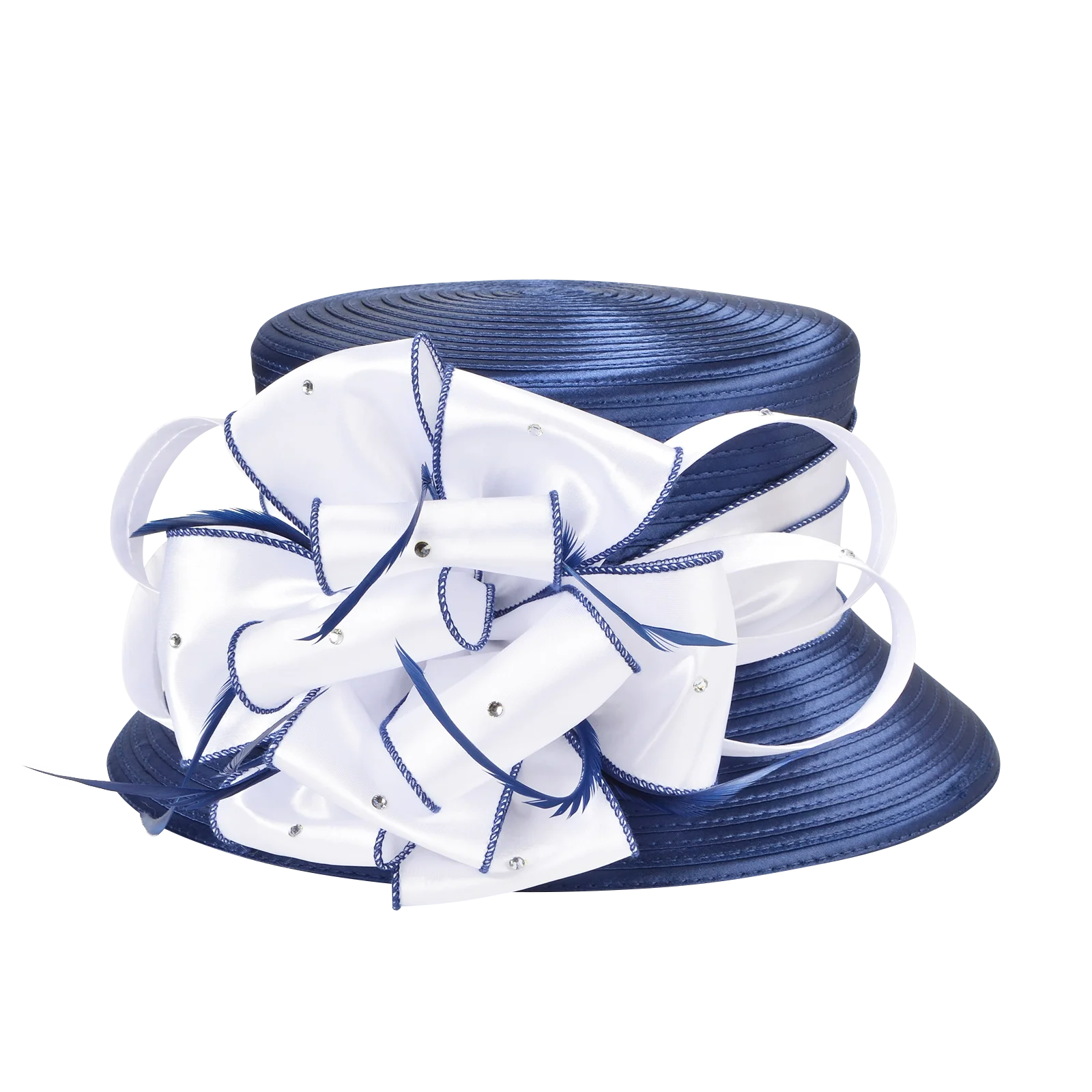 Elegant Satin Braid Church Hat for Women with Detachable Fascinator LADYLYS
