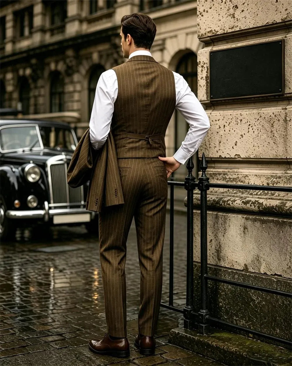 Men's Slim-Fit Pinstripe Three-Piece Suit
