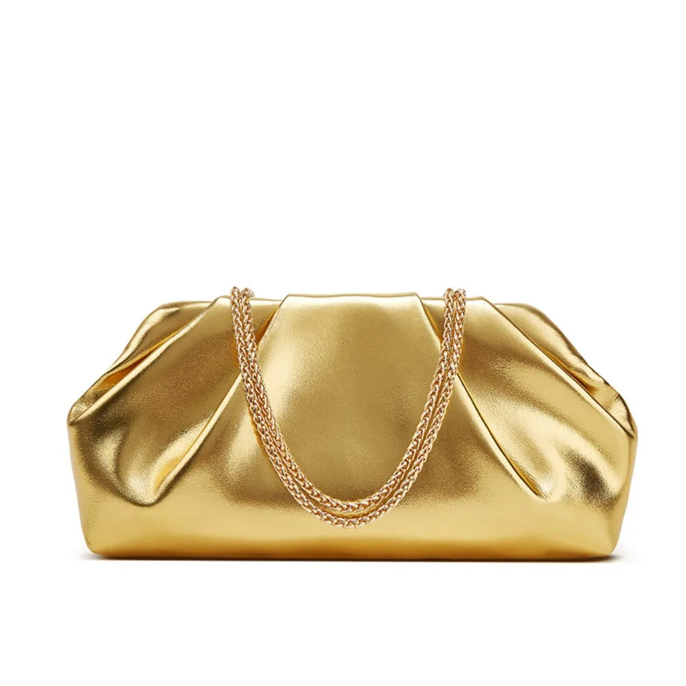Folded Cloud Bag New Foreign Trade Style, Trendy Silver Handbag LADYLYS