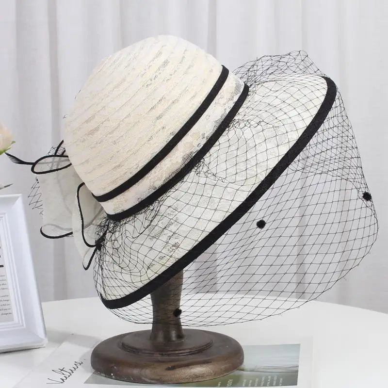 Fahsion Sun Big Brim Vintage Lace Flower Pot French Hat LADYLYS