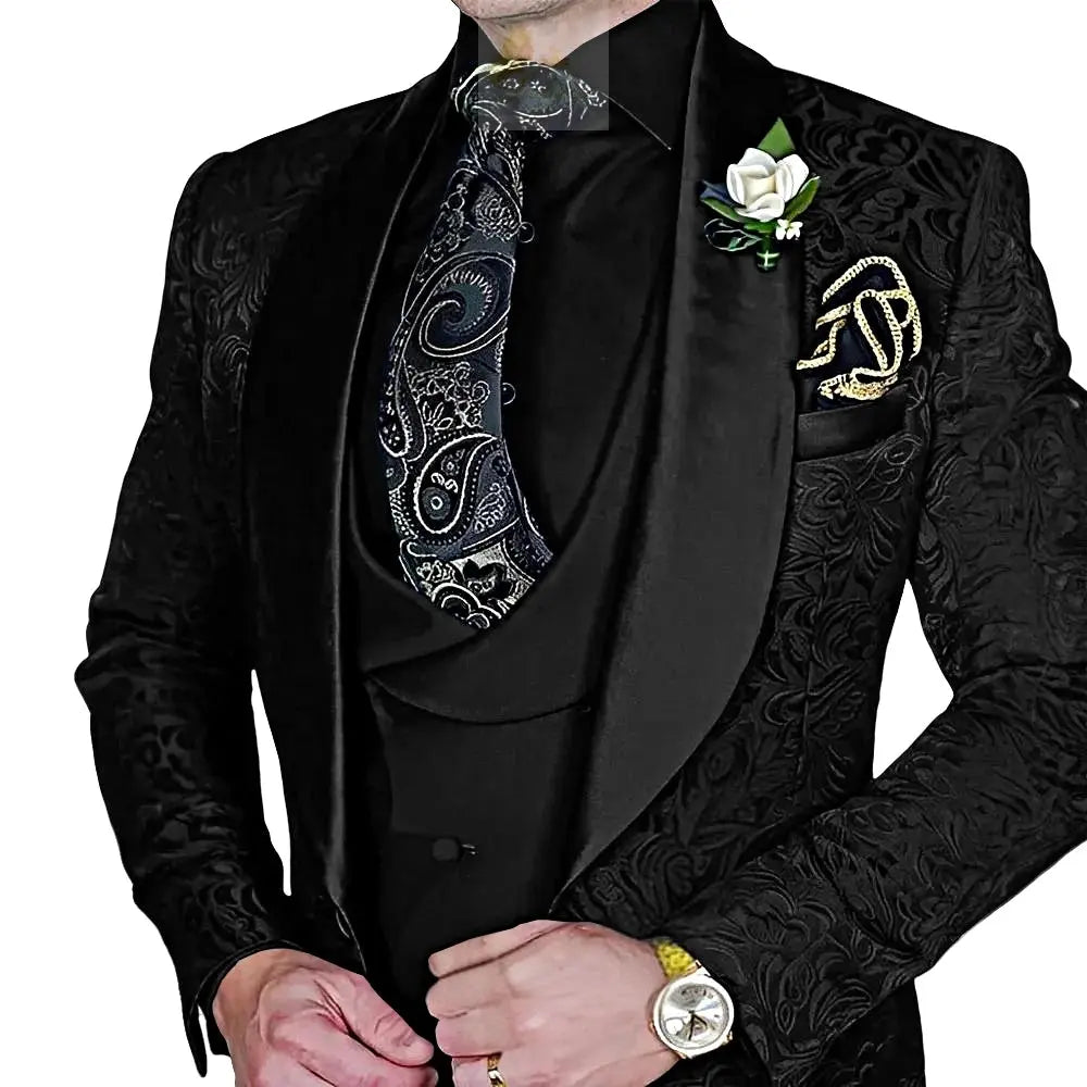 Elegant, high-quality 3-piece Jacquard suit set for men LADYLYS