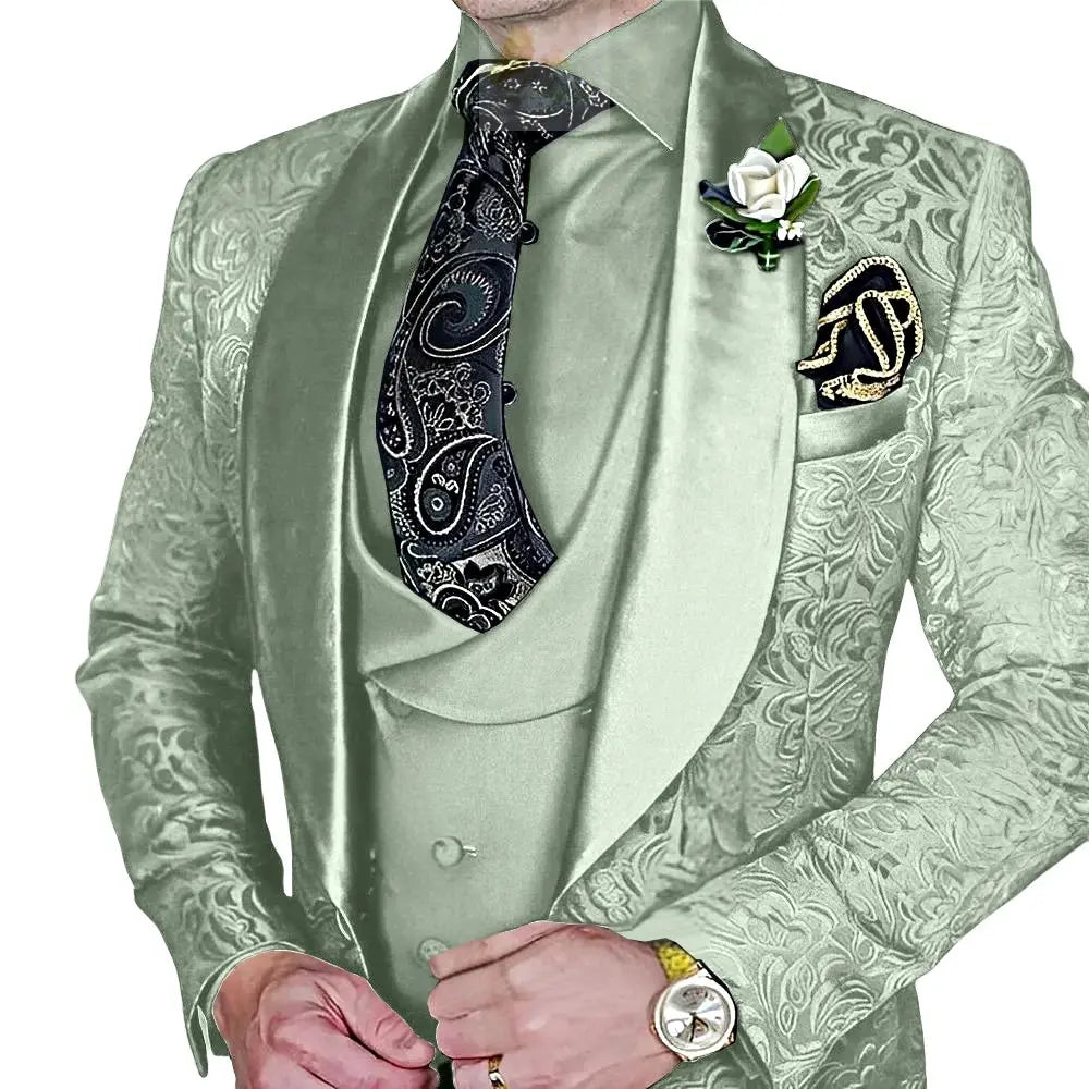 Elegant, high-quality 3-piece Jacquard suit set for men LADYLYS