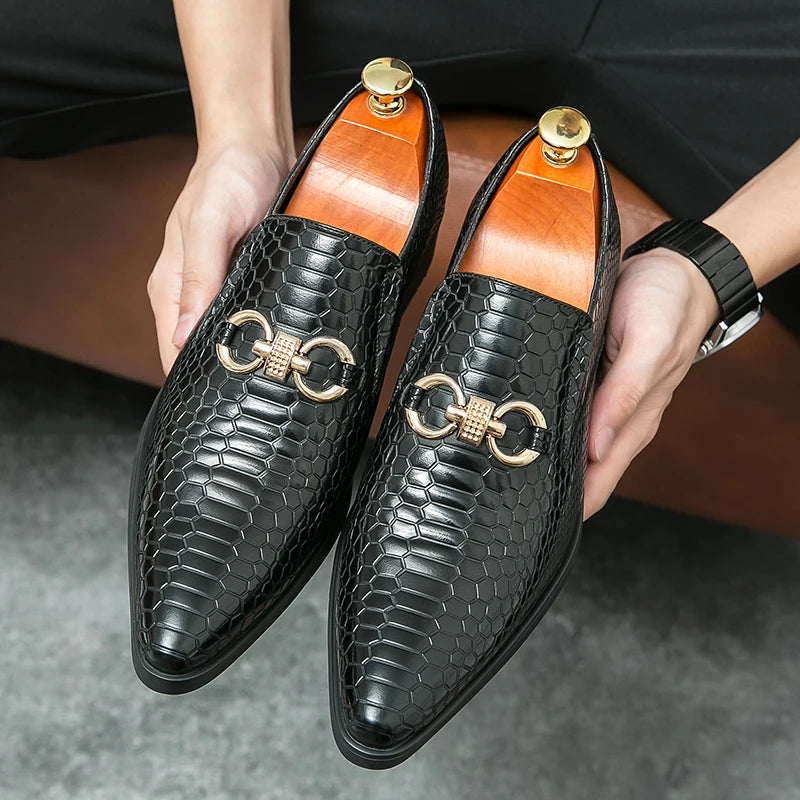 Retro Bronze Loafers Shoes Pointed Luxury Brand Comfortable for Men LADYLYS
