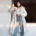 Women's Long Leopard-Print Fur-Look Winter Coat