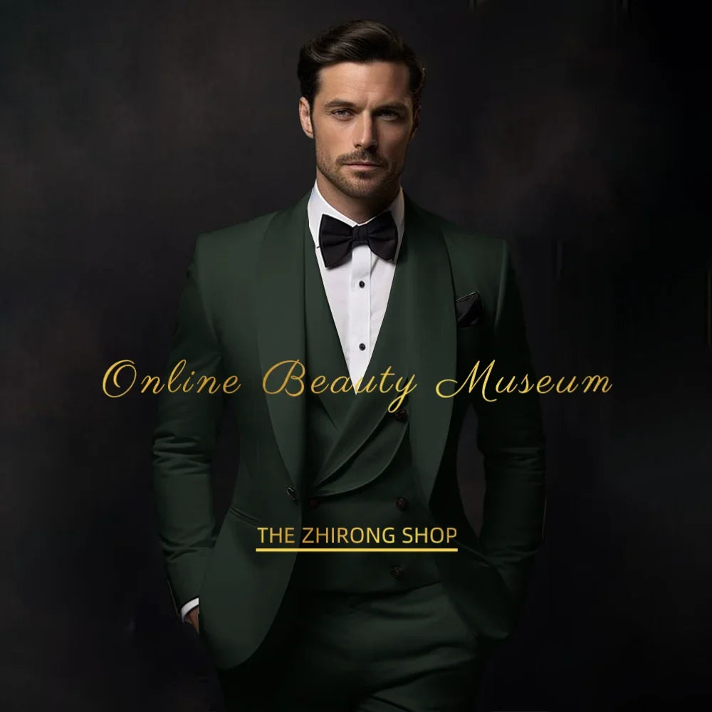 Elegant Ivory Tuxedo Suit for Men 3 piece set Jacket Vest Pants LADYLYS