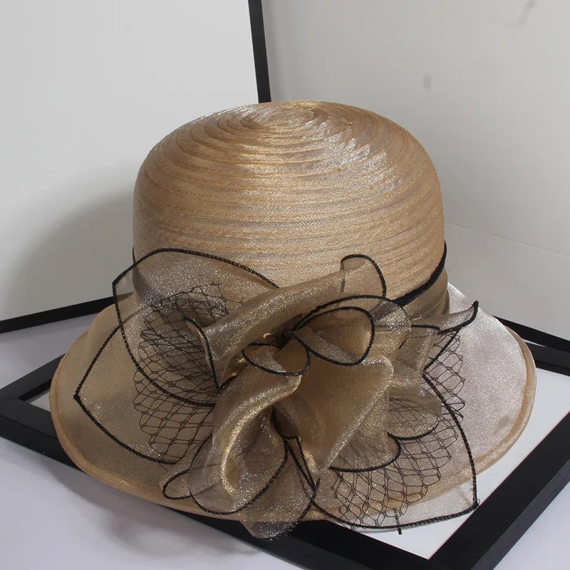 Elegant Sunshade Hats Organza Fabric Summer Floral LADYLYS