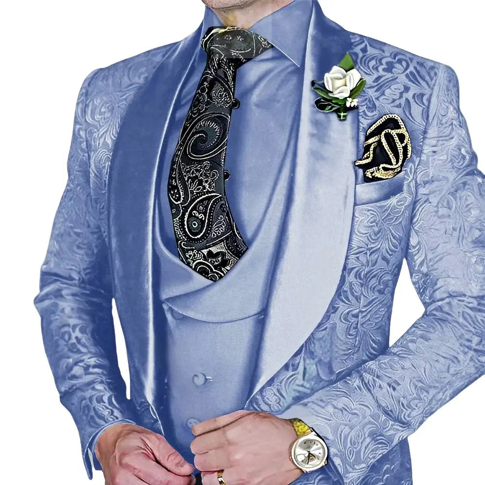 Elegant, high-quality 3-piece Jacquard suit set for men LADYLYS