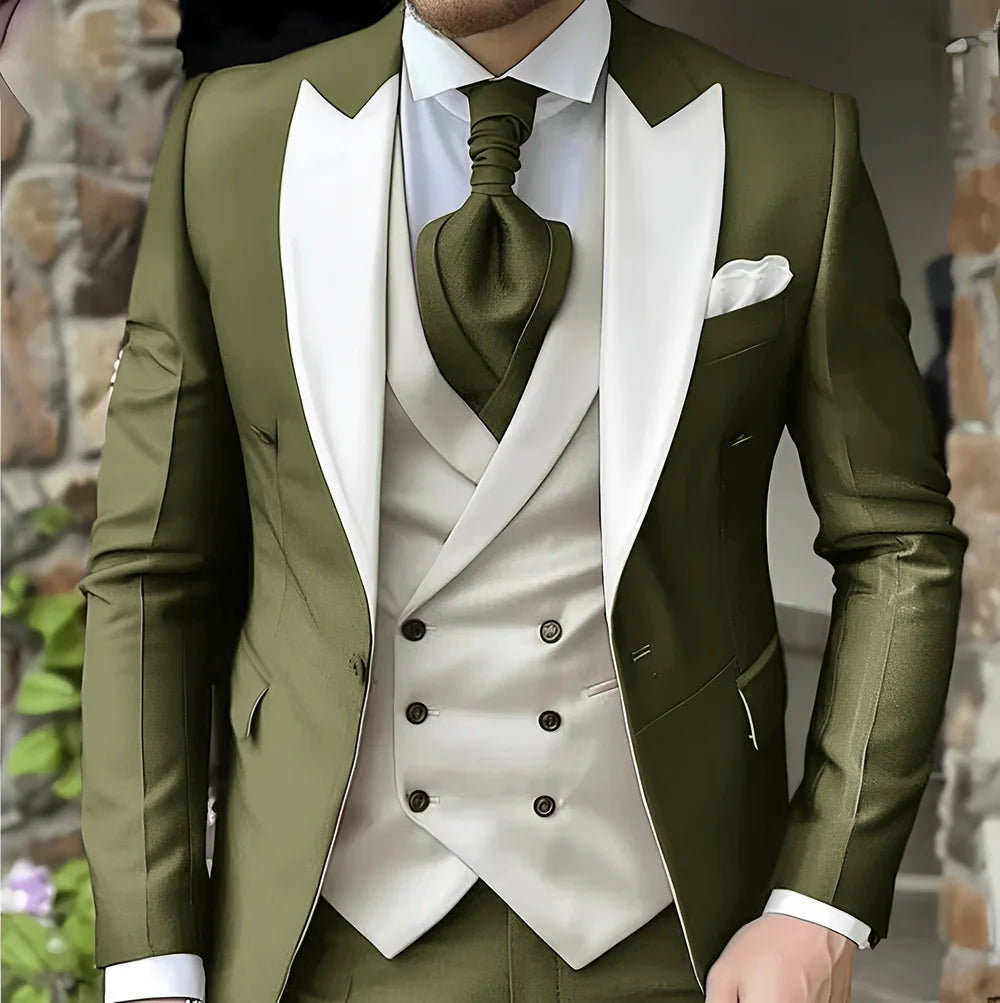 Elegant Peak Lapel Tuxedo 3-Piece Suit LADYLYS