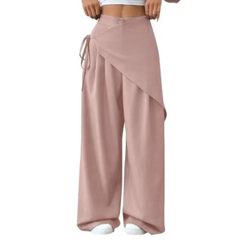 Women's Asymmetrical High-Waist Wide-Leg Pants