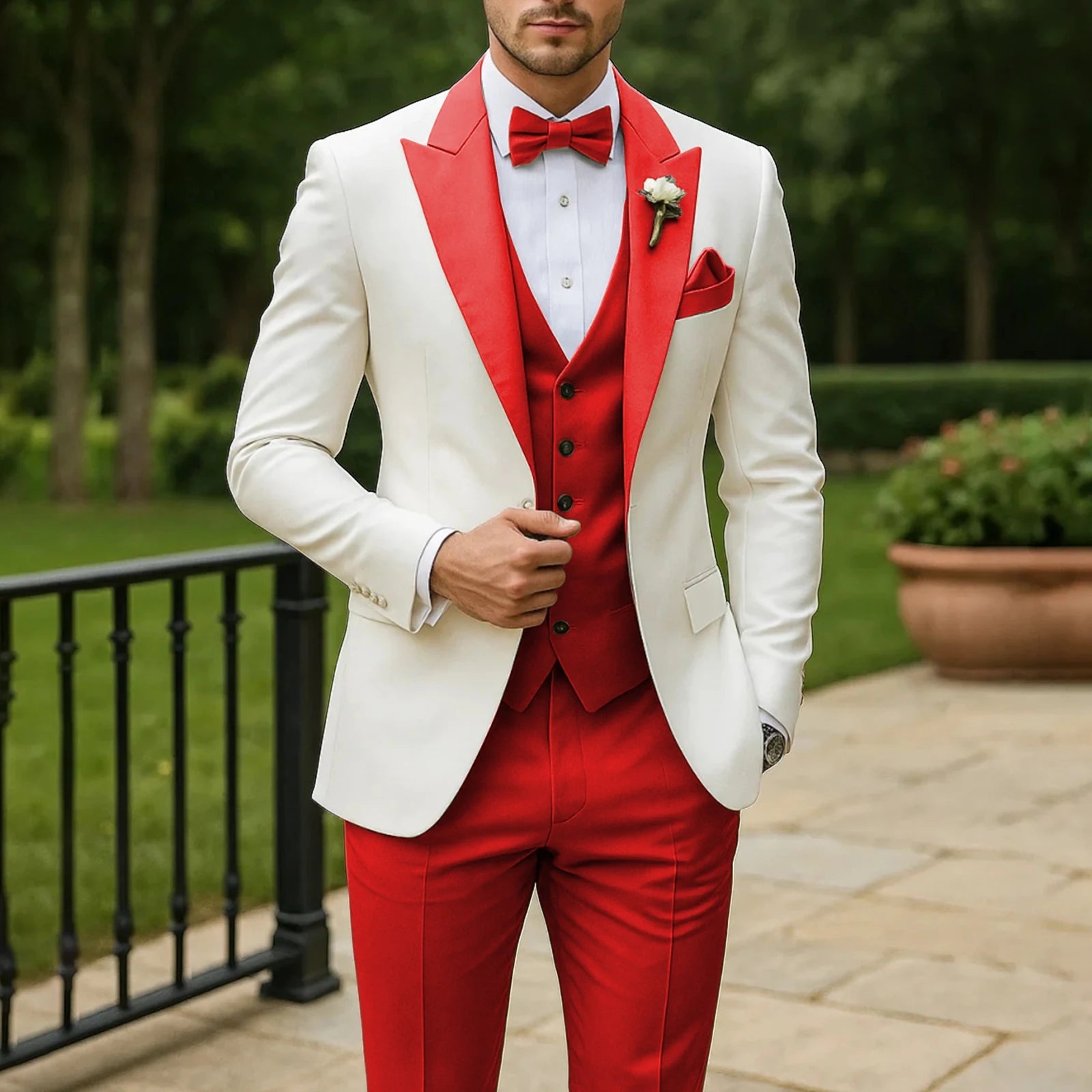 3 Piece Formal Men Suit Groom Groomsman Wedding Party Prom Business Male Tuxedos Set Blazer Vest Pants LADYLYS