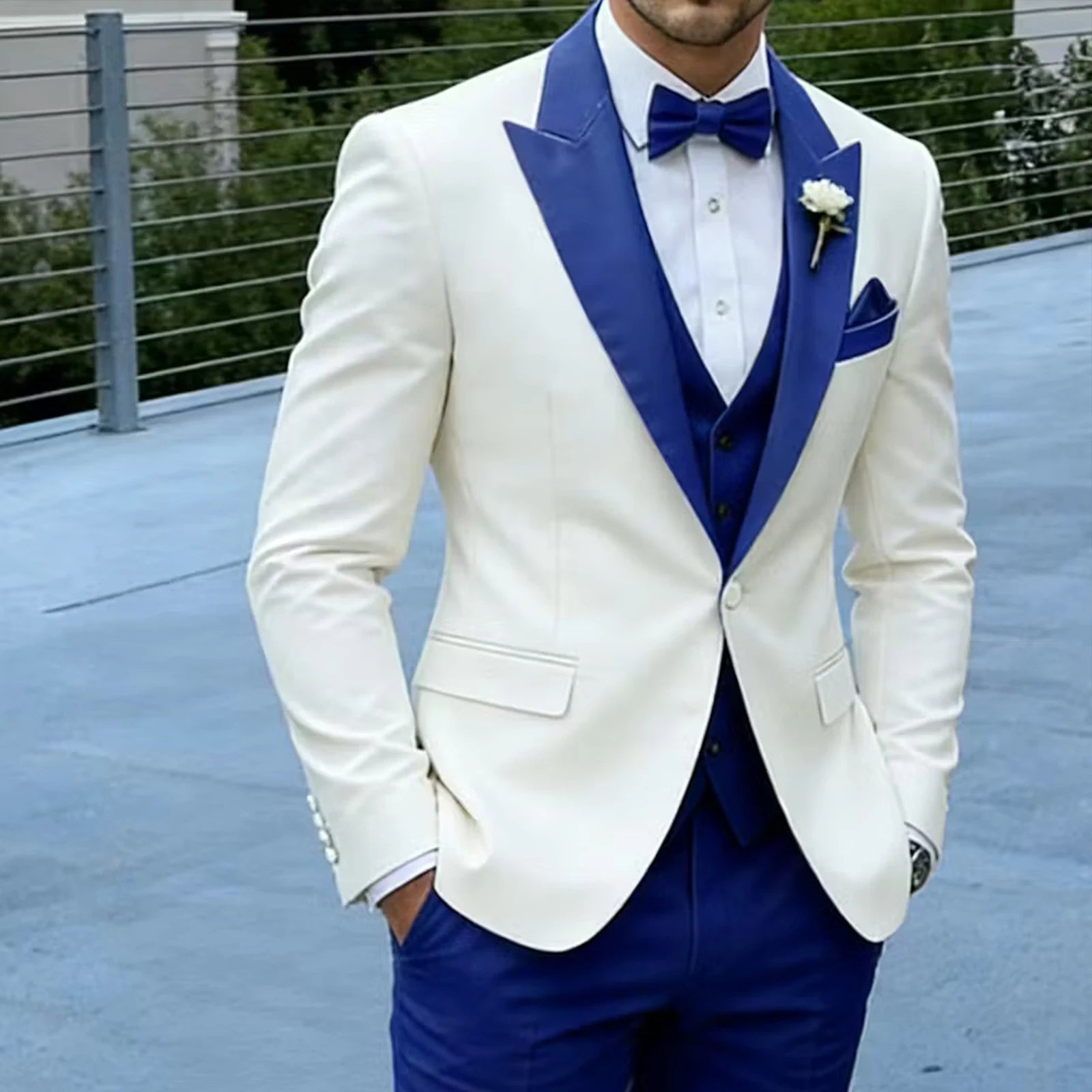 3 Piece Formal Men Suit Groom Groomsman Wedding Party Prom Business Male Tuxedos Set Blazer Vest Pants LADYLYS