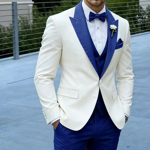 3 Piece Formal Men Suit Groom Groomsman Wedding Party Prom Business Male Tuxedos Set Blazer Vest Pants LADYLYS