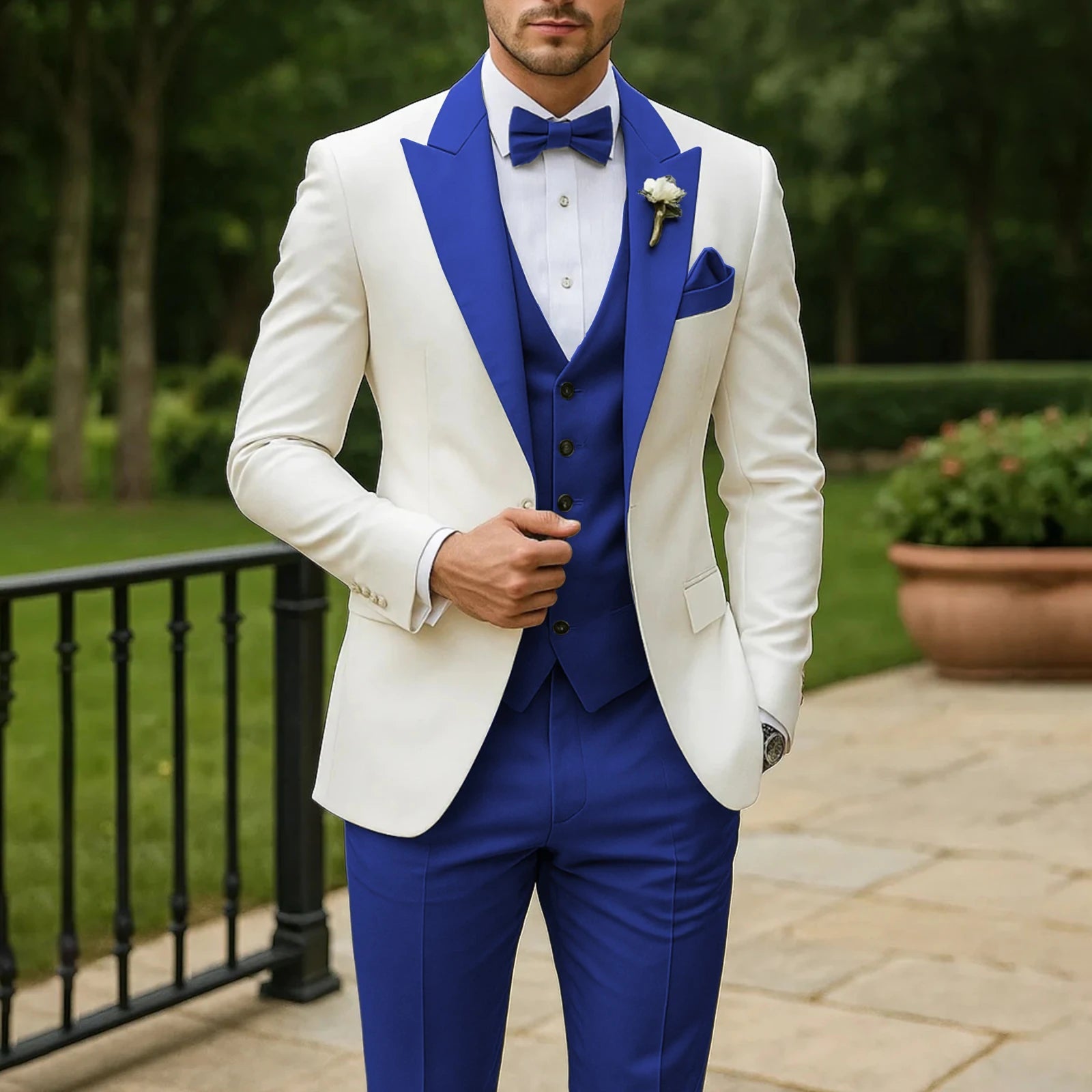 3 Piece Formal Men Suit Groom Groomsman Wedding Party Prom Business Male Tuxedos Set Blazer Vest Pants LADYLYS