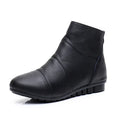 Women's Genuine Leather Platform Ankle Boots – Zip-Up Wedge Booties with Plush Option
