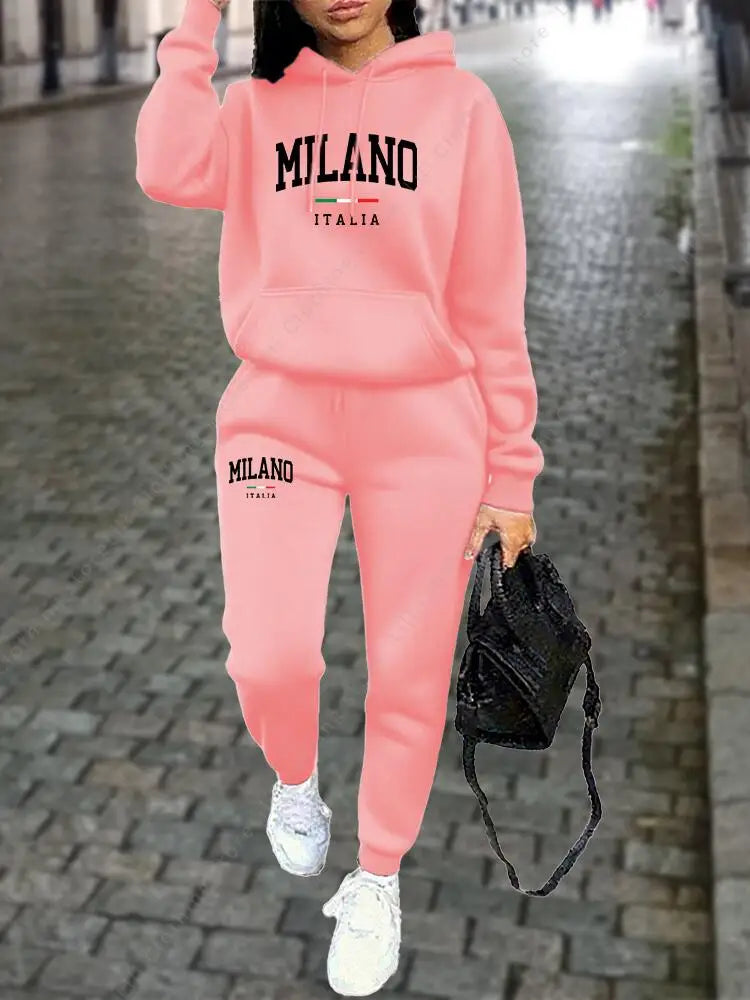 MILANO Women's Premium Hoodie & Sweatpant Tracksuit — 2-Piece Autumn Winter Outfit