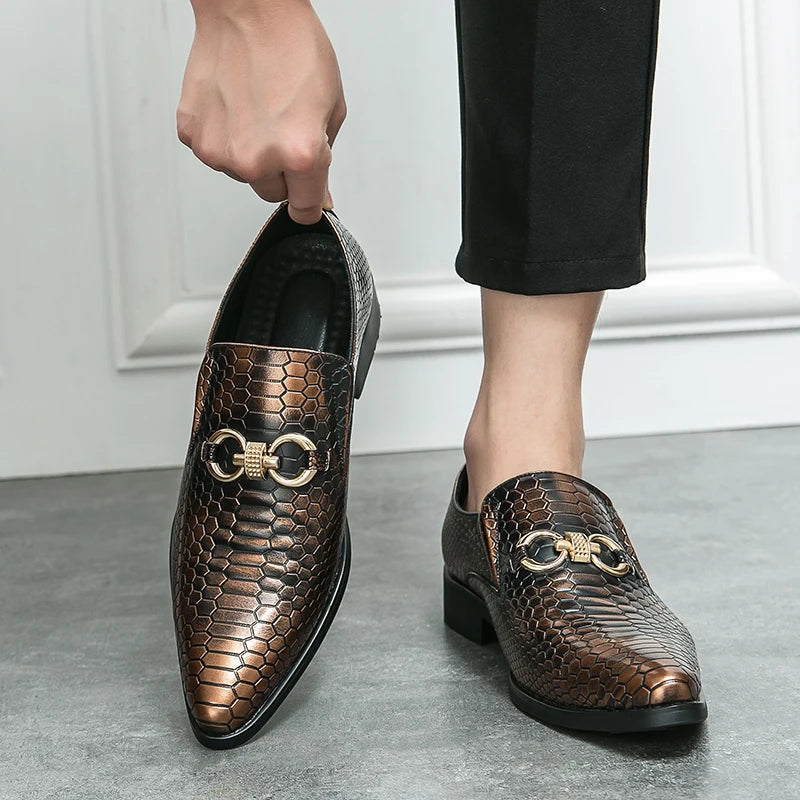 Retro Bronze Loafers Shoes Pointed Luxury Brand Comfortable for Men LADYLYS