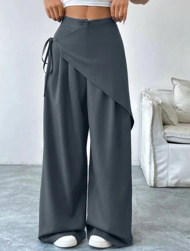 Women's Asymmetrical High-Waist Wide-Leg Pants