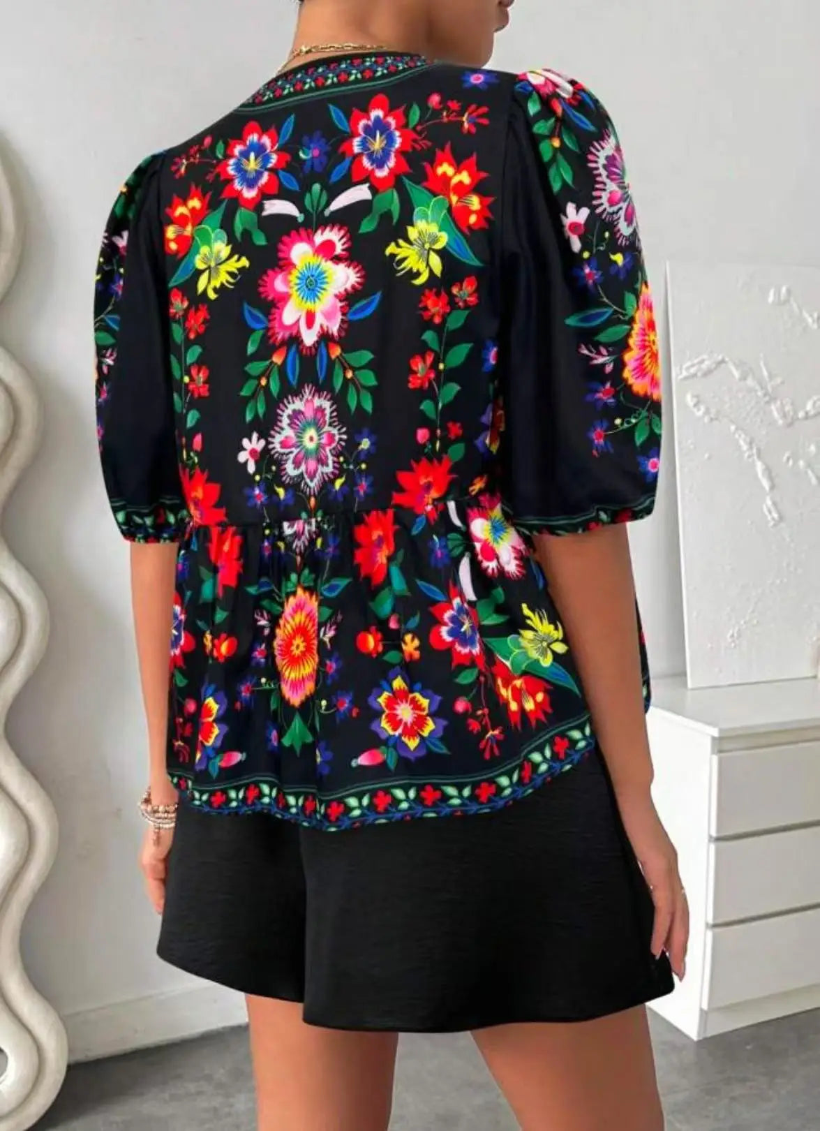 Printed Cardigan Short-sleeved Top Shorts 2-piece Set LADYLYS