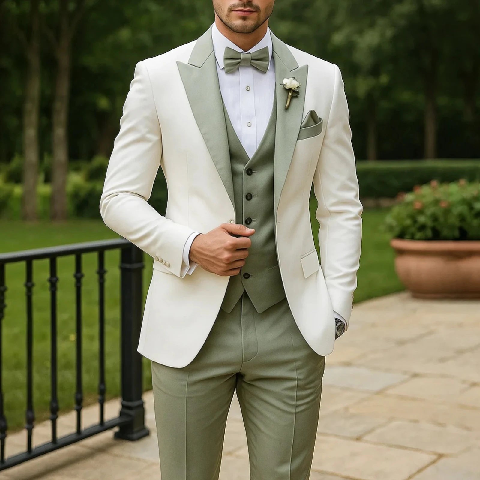 3 Piece Formal Men Suit Groom Groomsman Wedding Party Prom Business Male Tuxedos Set Blazer Vest Pants LADYLYS