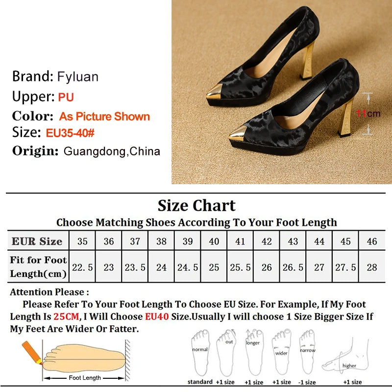 Leopard Print Women's Shoes Thin Heels 11cm Pointed Toe Shallow Ladies Pumps LADYLYS